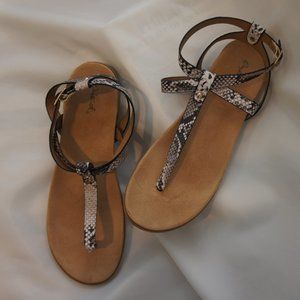 Qupid Reptile Skin Strappy Sandals